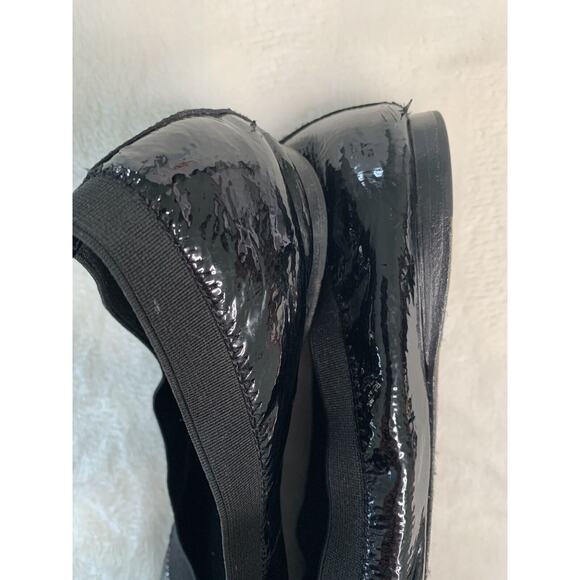 Tory Burch Womens Ballet Flats size 8 M Black Patent Leather Gold Caroline - Picture 7 of 8